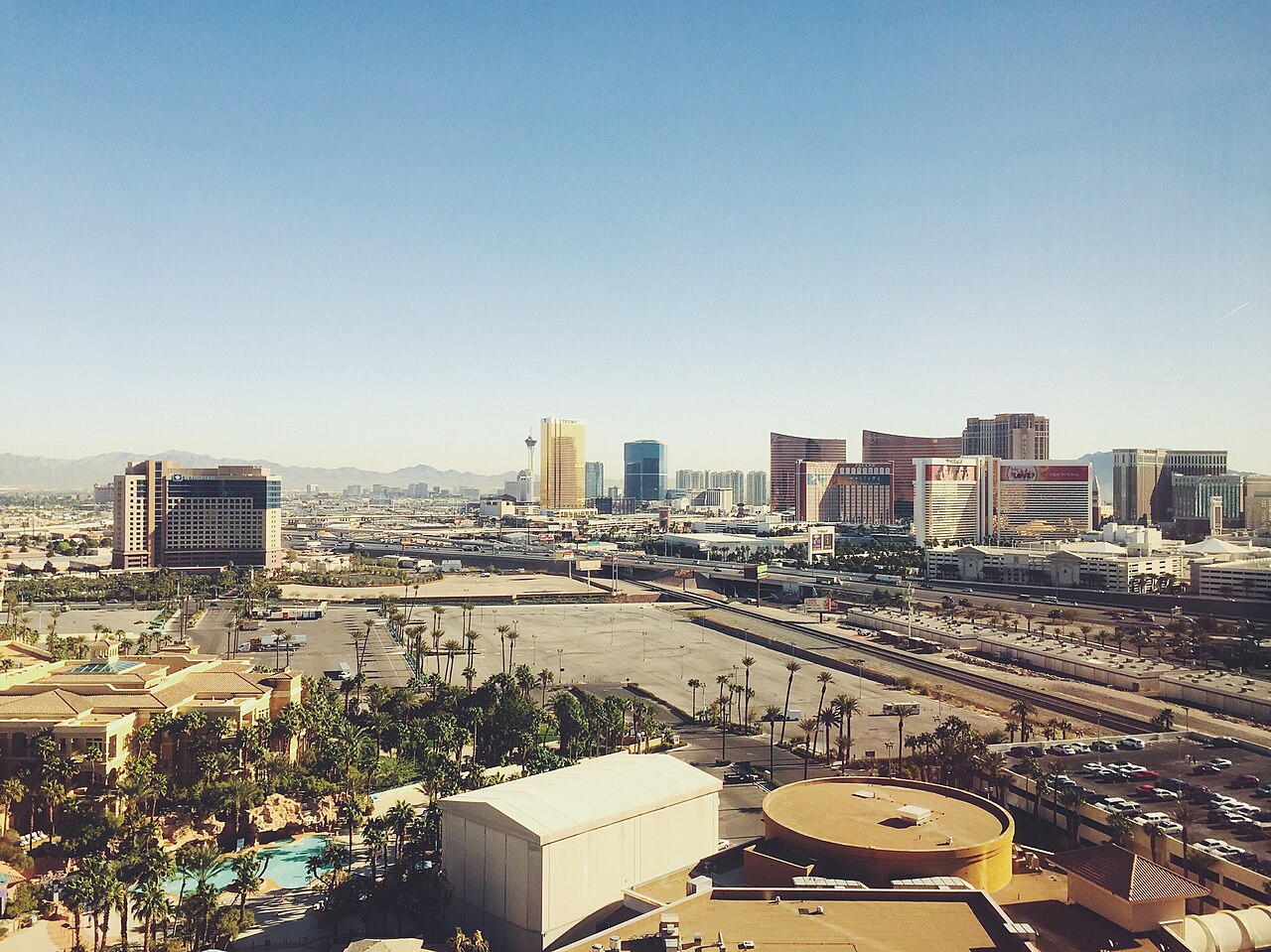 Las Vegas Strip skyline and surrounding valley