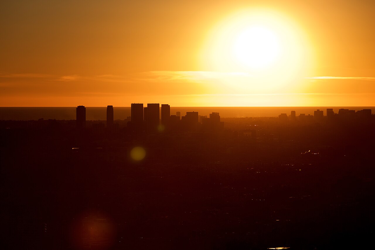 Los Angeles skyline viewed from Griffith Observatory at sunset