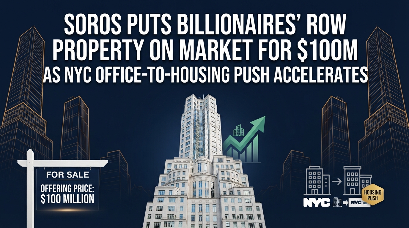 Soros Puts Billionaires’ Row Property on Market for $100M as NYC Office-to-Housing Push Accelerates